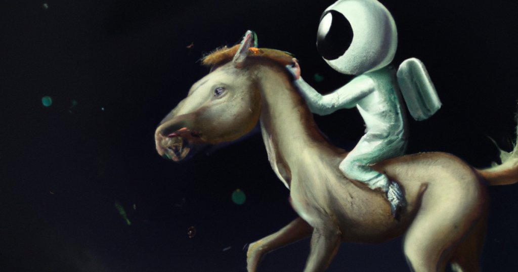 Horse-riding astronaut digital art